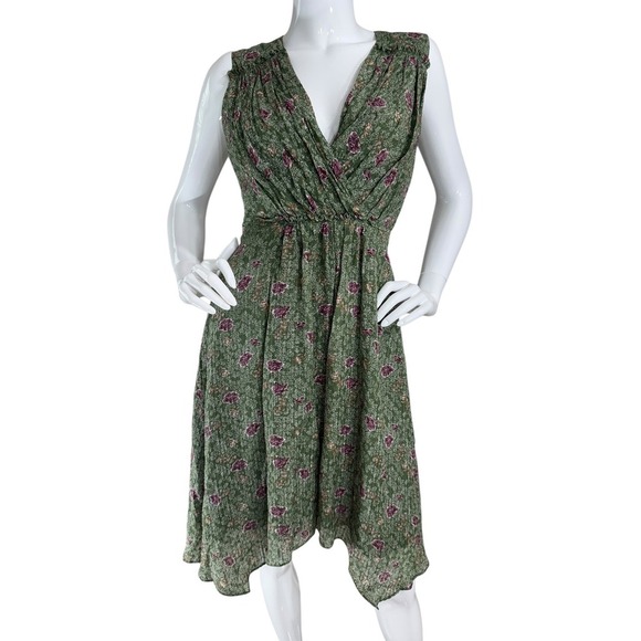 VTG Y2K Silk Handkerchief Hem Floral Dress Sz 0 Fairy Feminine Romantic - Picture 5 of 15